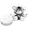 Ribelli Set per fonduta da 28 Pezzi Acciaio Inox 6 x forchette, cucchiai, Piatti, Ciotole per fonduta di Formaggio fonduta di Carne per 6 Persone