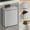 Mbillion Pattumiera da appendere per compost, con coperchio, in acciaio inox, da 5,5 litri, per armadietti da cucina, da montare sulla porta, sotto il lavandino, la porta del camper, il bagno, argento