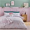 Catherine Lansfield Set copripiumino matrimoniale reversibile con federa, motivo Babbo Natale, colore: rosa