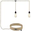 JZCDR Lampada a sospensione con corda di canapa con spina 2 portalampada E27 cavo tessile 6M kit sospensione lampada vintage con interruttore e spina lampadario fai da te per sala da pranzo/camera da