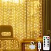 Luthando Luci a tenda per interni, 2 x 2 m 200 LED con cavo USB, decorazione natalizia con telecomando e timer, luci a LED impermeabili IP44 per finestre, feste e camere da letto