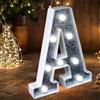 JEMESI Luci LED a Lettere Luminose, Insegna con Lettere Glitterate Argentate che si Illuminano, Luce Notturna Alimentata a Batteria per Feste di Compleanno, Matrimoni, Decorazioni per la Casa, Baby Shower (A