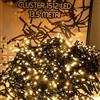 Luccika, Luci a Grappolo Cluster Bianco Caldo, 13,5 Metri, 1512 LED da Ø 3mm, Catena Luminosa per Albero di Natale, 4 Effetti di Luce, Telecomando, Timer, Cavo Verde IP44, Uso Interno/Esterno