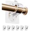 WEKIWGOT Ganci per Tende Senza Bucare, Ganci Adesivi per Tende con Viti - Staffa/Supporto per Barre per Tende per Bagno, Cucina, Soggiorno, Camera da Letto (Trasparente 6 Pezzi)