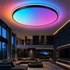 Horevo Lampada da soffitto Bluetooth con altoparlante, 40 cm Lampada da soffitto LED moderna nera (funzione RGB di cambio colore, telecomando, adatta per soggiorno, sala da pranzo, camera da letto