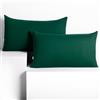 DecoKing Set di 2 federe 50 x 60 * 2 cm, jersey 100% cotone pettinato, chiusura a cerniera Verde bottiglia Amber