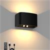 T-SUN Lampada da Parete con Sensore di Movimento Ricaricabile, Nero Applique da Parete Wireless con Telecomando, 3000K Bianco Caldo Luce da Parete per Interni/Esterni