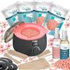 My Skin WAX - Scaldacera professionale con ciotola in silicone, riscaldatore digitale per cera calda: kit ceretta senza strisce, 400g di cera ipoallergenica a bassa temperatura per bikini, viso, corpo