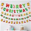 KASESSS 4 Pezzi Rosso e Verde Banner di Natale, Addobbi Natalizi, Festone Natalizio con Scritta Merry Christmas, Decorazione Natalizia da Appendere per Casa, Parete, Camino, Feste di Natale