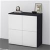 doporro Mobile Organizzatore Credenza Buffet in Legno con 4 Ante Push-to-Open e Soft-Close per Soggiorno, Sala da Pranzo o Ingresso, 76x36,4x76 cm Antracite opaco e Bianco opaco Schrank04