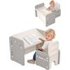 Hominewti Tavolo per Bambini con Sedia, Set Tavolo e Sedia per Bambini Regolabile in Altezza, Scrivania Trasformabile, Multifunzione per Leggere, Scrivere, Disegnare e Mangiare, Grigio