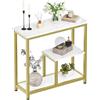 CHOEZON Moderna consolle da corridoio a 3 ripiani con ripiano aperto, piano in marmo venato, struttura in metallo, per ingresso, ingresso, marmo bianco e oro, TXG03DJ