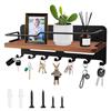 Qzakce Portachiavi da Parete con 7 Ganci Legno Porta Chiavi da Muro con Organizer per Scaffali Portachiavi Decorativo a Parete per Ingresso, Camera, Corridoio, Salotto (Nero)
