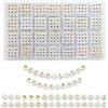 Lnvision 1400 perline con lettere dell'alfabeto dorate, 7 x 4 mm, in acrilico, distanziali, colore bianco, con lettere dorate dalla A alla Z e cuore con faccina sorridente, per gioielli fai da te