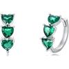 LONAGO Argento Sterling 925 Orecchini a Cerchio con Smeraldo Sintetico da Donna Taglio a Cuore Pietra Portafortuna di Maggio Orecchini