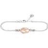 WearTravelers | Bracciale Donna Mappamondo Doppia Catena - Argento 925 | Made in Italy - Doppia Catena - Bicolore Argento e Oro Rosa - Regalo per Donna Viaggiatrice - Modello Barcellona