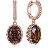 JewelryPalace 7.2ct Orecchini Donna Pendenti con Naturale Quarzo Fumoso, Piercing Cerchio Argento 925, Pietra a Taglio Ovale, Marroni Tre Ori Set Gioielli Donna