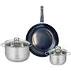 Fackelmann ELO 9719950 - Set di pentole 3 pezzi, 32 cm e 2 padelle 16 e 24 cm Elo Prima Lucidante, acciaio inox, induzione 9719950