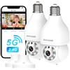 CiKiKWXO 2K (3MP) Telecamera Lampadina WiFi Esterno/Interno 2.4/5 GHz Videocamera Sorveglianza Interno WiFi per E27 Standard, Visione Notturna a Colori, Rilevamento Movimento, Alexa (2pezzo)