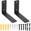 McBlast 2 Pz Staffe per Mensole Pesanti, Reggimensola Carichi Pesanti, Reggi Mensola da Muro L, Reggimensole da Muro Garage, Reggi Mensole da Muros Cucina Bagno Pannello in Legno (Nero, 150 x 100 mm)