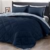 downluxe Millihome - Set copripiumino reversibile per letto king size, 3 pezzi, motivo a rombi, colore: blu ammiraglio