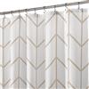 mDesign Tende per doccia con asole rinforzate e occhielli - Tende bagno in poliestere, pratiche e facili da montare - Tenda per vasca da bagno con motivo a fantasia - beige/bianco