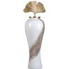 BigBuy Home Vaso 29 x 29 x 102 cm vetro dorato metallo bianco