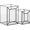 BigBuy Home Portacandele in vetro dorato metallo 22 x 22 x 29 cm (2 pezzi)