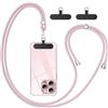 caslord Cordino per Cellulare con 2 Patch Nero Universali | Adatto con Tutti Gli Smartphone e Maggior Parte delle Custodia | 1,6 m Regolabile e Rimovibile | Oro rosa