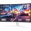 Z Z-Edge Z-Edge Monitor 27 Pollici Gaming Curvo Bianco 300 Hz (DP), FHD, 1 ms, FreeSync, 240Hz (HDMI), Schermo LED 16:9 per, Inclinazione Regolabile, VA, HDR, 3000:1, RGB, Compatibile VESA