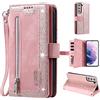 UEEBAI Custodia per Samsung Galaxy S22 Plus 5G, Portafoglio in Pelle PU Retro Antiurto Flip Cover Antiurto con Slot per Schede Funzione Stand Chiusura Magnetica - Oro rosa