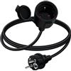 YINGAYOU Prolunga Schuko Corta 16A 250V Prolunga Elettrica Schuko Impermeabile, 2AC IP44, Adatta per Ambienti Interni o Esterni (Nero, 1.5m)