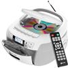 KLIM Lettore CD - Lettore Cassette Audio, AM/FM Radio Bluetooth, Stereo CD Player, Remota, Registrazione Su Nastro, USB Drive, AUX, Radio Stereo Casa Alimentazione AC/DC - Bianco