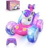 Kiztoys Macchina Telecomandata Bambina - Unicorno Giocattolo per Bambino 3 4 5 6 Anni, RC Stunt Auto Macchinina Radiocomandata con Luci a LED, Unicorno Auto Regalo Compleanno Natale per 3+ Bambini