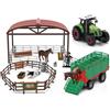 LioMaxi Scala 1:36 Veicolo agricolo inerziale (37 pezzi), stalle, set di combinazione di animali, giocattolo per bambini, trattore, fattoria, 3 effetti sonori simulati, luci