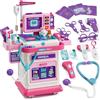 Lehoo Castle Kit Dottoressa Bambina, Carrello Medico Giocattolo, Valigetta Dottore Bambini, Kit Dottore Bambino, Regalo Bambina 3 Anni(Rosa)
