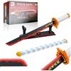 Hengrongshen Katana Demon Slayer Set da Costruzione, 87 cm Kyojuro Rengoku Spada Demon Slayer con Fodero e Supporto, Cosplay Animation, Anime Fans da Collezione Idee Regalo per Bambini e Adulti (790 Pezzi)