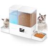 Rojeco Mangiatoia automatica 2 in 1 e distributore d'acqua, 5 l, per gatti + serbatoio dell'acqua da 3,5 l, distributore programmabile per gatti con display a LED, senza BPA, per animali domestici