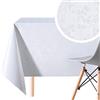 KP HOME Tovaglia Cerata Bianca Foglie con Damascate - Tovaglia Plastificata Rettangolare 140x200 Tovaglia Plastica Elegante Ornate Vintage Impermeabili Facile da Pulire Vinilica Lavabile KP Home Cerata Tavolo
