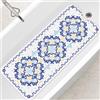 SHUCHING Tappetino Antiscivolo Vasca da Bagno per Adulti, 100x40cm Tappeto Doccia Antiscivolo Senza BPA, Tappetino Bagno Resistente alla Muffa e Lavabile in Lavatrice, Blu Boho