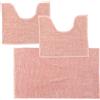Comart - Tris Tappeti Bagno Shaggy - Set 3 Tappetini Bagno: 1 Rettangolare 45x75 cm + 2 Giro WC 45x38 cm - Super Assorbenti e Morbidi - Antiscivolo - Lavabili in Lavatrice - Texture in 3D - Rosa