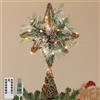 Lewondr Cima Dell'Albero Di Natale, 13,19 20 LED Stella Natale In Rattan Rustica Con Pigna E Foglie, Timer 6H, 8 Modalità Di Luce, USB E Telecomando Stella Cima Dell'Albero, Marrone