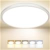 Peasur Plafoniera LED Soffitto, 3000/3500/4000/5000/6500K 24W IP54 Impermeabile Lampada da Soffitto, Sottile Plafoniera Bagno per camera da letto, Cucina, Soggiorno, Balcone, Ø33cm