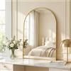 BEAUTYPEAK Specchio da parete ad arco dorato, 76 x 51 cm, cornice in lega di alluminio infrangibile, da bagno, montaggio a parete e affidabile, adatto per camera da letto, ingresso, bagno