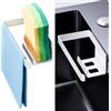 XILIMOR Porta Spugne Lavello Cucina, Portaspugne per Lavello Cucina Autoadesivo, 2 in 1 Porta Spugnette Lavandino Cucina da appendere, Acciaio Inox Porta Stracci Cucina, Bianco