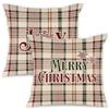 Lanpn Set di 2 Federe Cuscini Natalizi 50x50cm, Federa per cuscino scozzese Federa decorativa per cuscino per divano per soggiorno camera da letto divano letto sedia (Bianco)