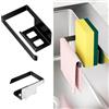 XILIMOR Porta Spugne Lavello Cucina, Portaspugne per Lavello Cucina Autoadesivo, 2 in 1 Porta Spugnette Lavandino Cucina da appendere, Acciaio Inox Porta Stracci Cucina, Nero