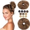 MY-LADY Chignon Finto per Capelli Veri- Cerchio Elastico Dritto Biondo Scuro/Marrone Medio - Facile Updo Naturale per Donne Ragazze 23g Riccio
