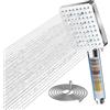 Cobbe Soffione Doccia con Filtro per Acqua Dura Cobbe, 6 Modalità di Getto, Tubo Flessibile da 1,5 m, Soffione Doccia ad Alta Pressione con Filtro a 20 Stadi per la Rimozione del Cloro Residuo, Cromato