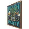 CCRETROILUMINADOS Poster Vintage illuminato con luce LED Beach Party